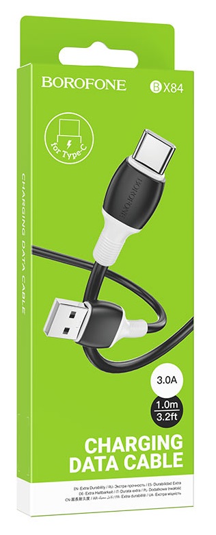 Кабель USB - Type-C Borofone BX84 Rise, 1.0м, 3,0А, цвет: чёрный