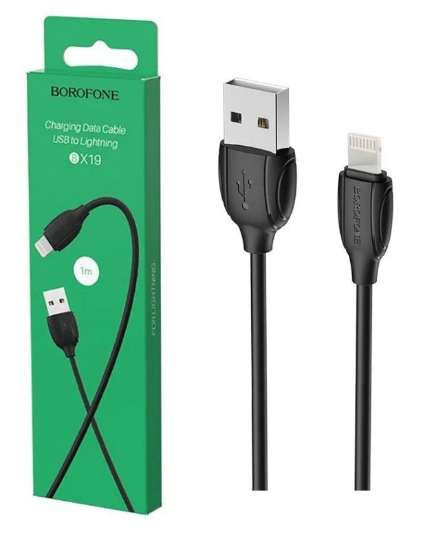 Кабель USB - 8 pin Borofone BX19 Benefit, 1.0м, 2.4A, цвет: чёрный