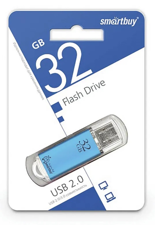 USB 2.0 накопитель Smartbuy 032 ГБ серия V-Cut Синий (SB32GBVC-B)