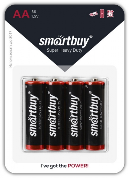 Батарейка солевая Smartbuy  R6/4B  AA  SBBZ-2A04B (4 шт. в блистере)