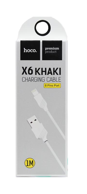 Кабель для I-Phone 5/5S/6/6S 8 pin, HOCO X6 khaki, 1 метр (Белый)