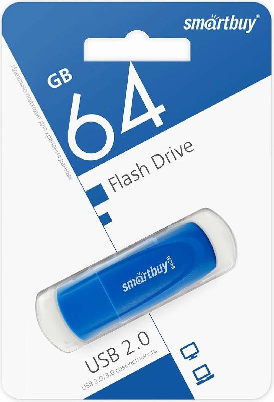 USB 2.0 накопитель Smartbuy 064 ГБ серия Scout Синий (SB064GB2SCB)