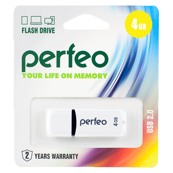 Накопитель USB Flash  4GB Perfeo C02 (Белый)