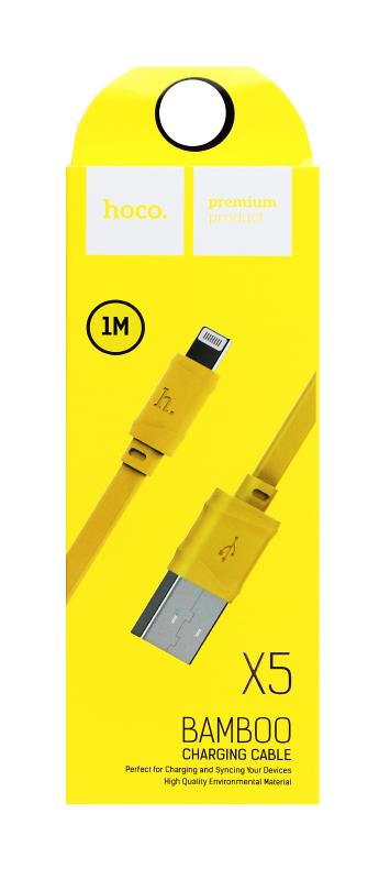 Кабель для I-Phone 5/5S/6/6S 8 pin, HOCO X5 Bamboo,1 метр (Желтый)