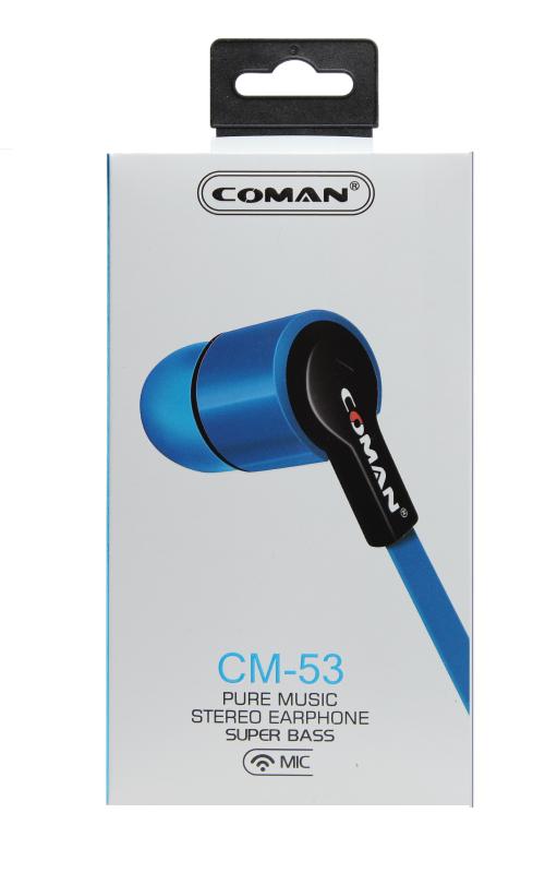 Наушники MP3  SUPER BASS CM-53  плоск. шнур c  микрофоном  (упаковка коробка) (Синий)