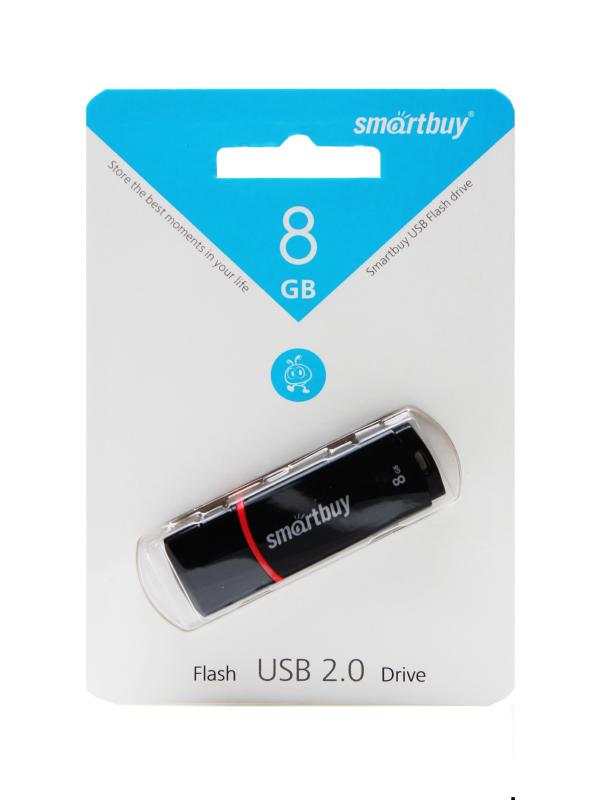 Накопитель USB Flash 8 GB SmartBuy Glossy  (Чёрный)
