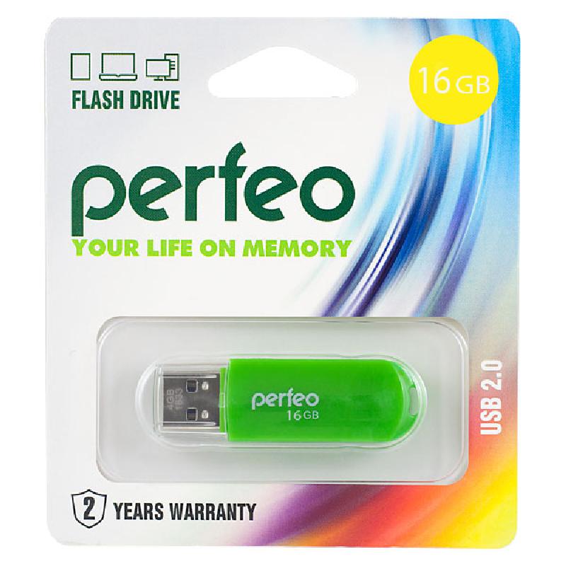 Накопитель USB Flash  16GB Perfeo C03 (Зеленый)