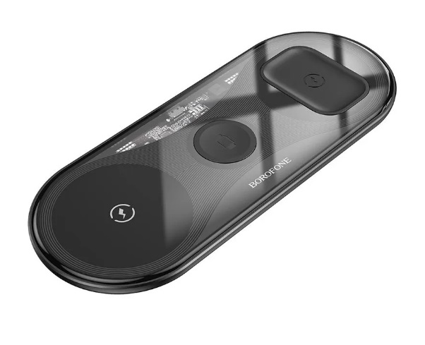 Беспроводное зарядное устройство Borofone B Q19 3 в1 Wireless Fast Charger 15W(Watch 5W,AirPods 3W,For Phone 5/7.5/10/15W)  (Чёрный)