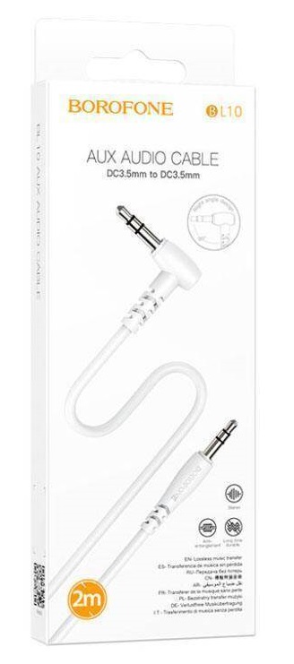 Кабель AUX, Jack 3,5mm(m) - Jack 3,5mm(m) Borofone BL10, 2.0м, цвет: белый