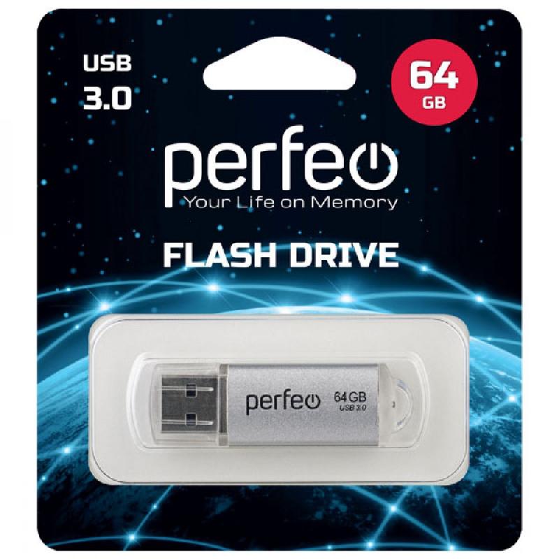 Perfeo USB 3.0 64GB C14 Silver metal series