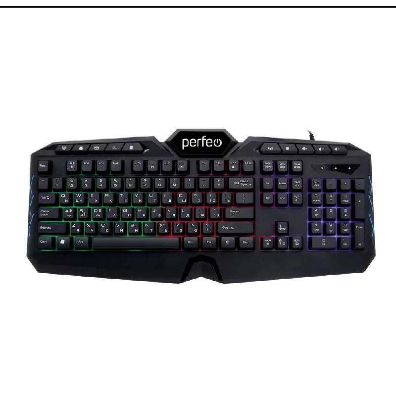 Клавиатура Perfeo проводная "VISION" с подсветкой, Multimedia, USB (черная) GAME DESIGN,PF-B3410