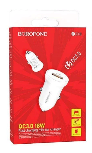 Автомобильное зарядное устройство Borofone BZ18 USB, quick charge3.0 (в коробке) 18W (Белый)