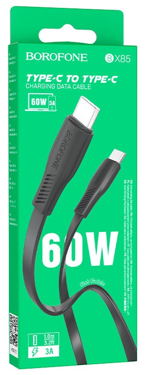 Кабель Type-C - Type-C Borofone BX85, 1.0м, 3,0А, 60Вт, цвет: чёрный