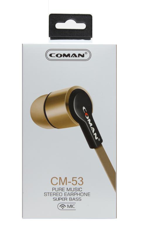 Наушники MP3  SUPER BASS CM-53  плоск. шнур c  микрофоном  (упаковка коробка) (Золотой)