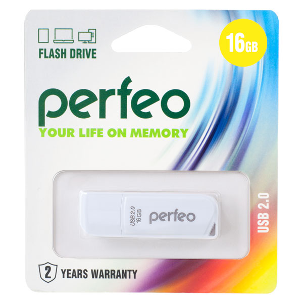 Накопитель USB Flash  16GB Perfeo C10 (Белый)