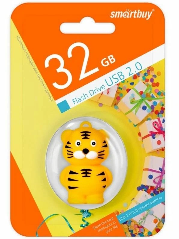 USB 2.0 накопитель Smartbuy 032 ГБ серия Wild Тигр (SB32GBTIGERW)