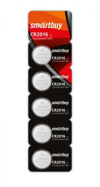 Элемент питания Smartbuy  CR2016/5B  Li-Ion (5 шт. на блистере)