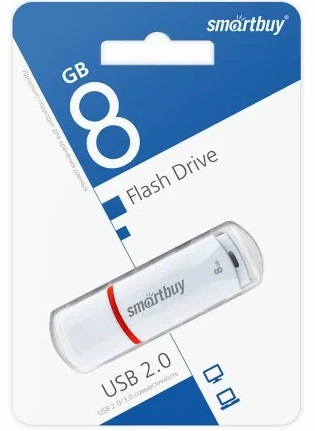 USB 2.0 накопитель Smartbuy 008 ГБ серия Crown Белый (SB8GBCRW-W)
