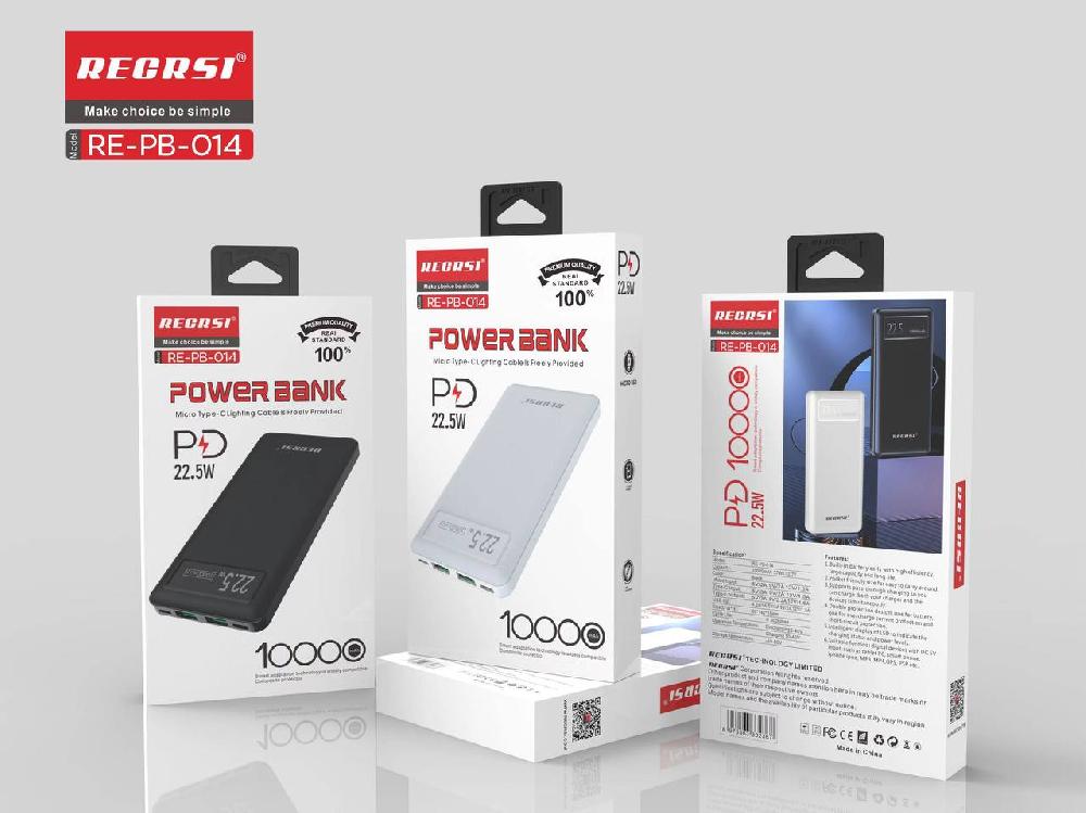 Портативный аккумулятор RECRSI RE PB014 10 000 mAh (Чёрный)