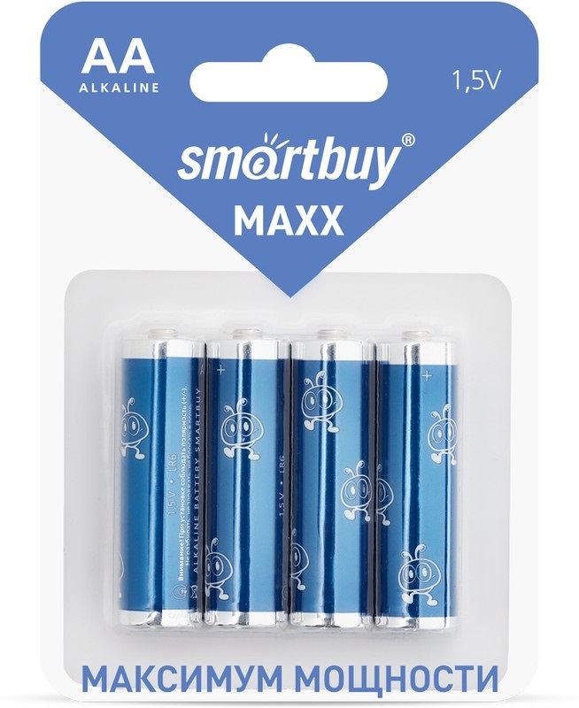 Батарейка алкалиновая Smartbuy MAXX LR6/4B (48/480) (SBBM-2A04B)