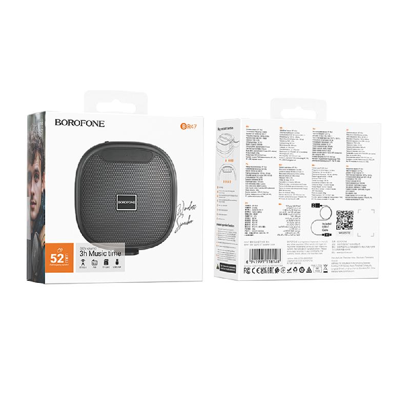 Колонка портативная Borofone, BR47, Star, Bluetooth, цвет: черный