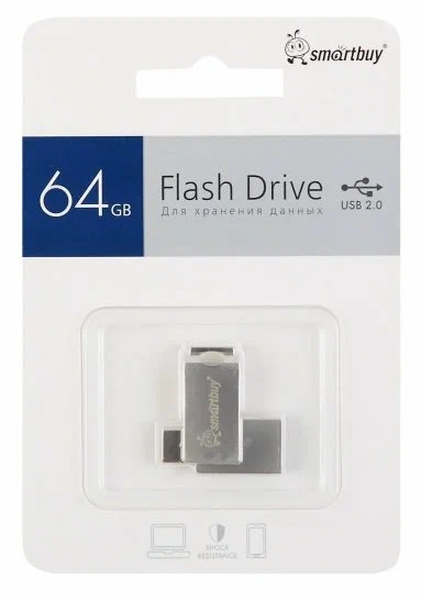 USB 2.0 накопитель Smartbuy 064 ГБ серия MC25 Dual Type-C/Type-A (SB64GBMC25)