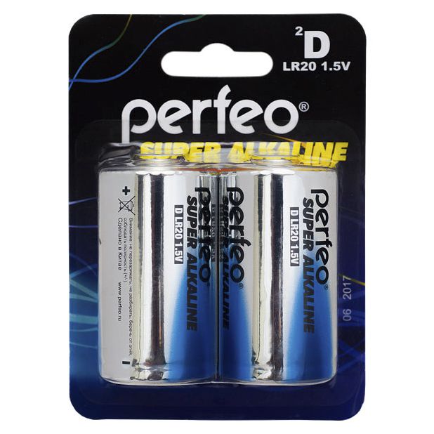 Батарейка алкалиновая Perfeo LR20/2BL D Super Alkaline (2 шт. в блистере)