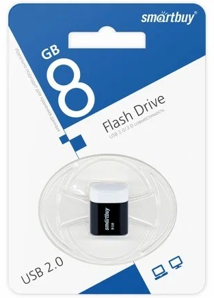 USB 2.0 накопитель Smartbuy 008 ГБ серия Lara Чёрный (SB8GBLARA-K)