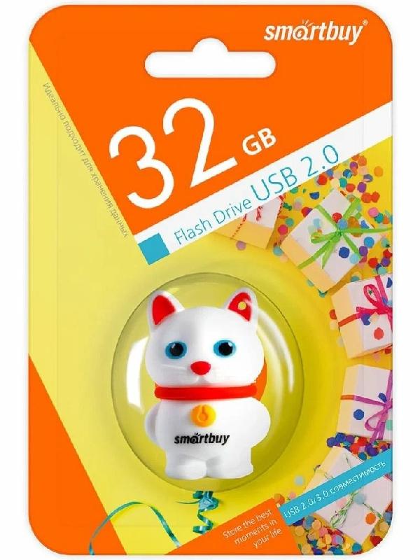 USB 2.0 накопитель Smartbuy 032 ГБ серия Wild Котенок Белый (SB32GBCATW)