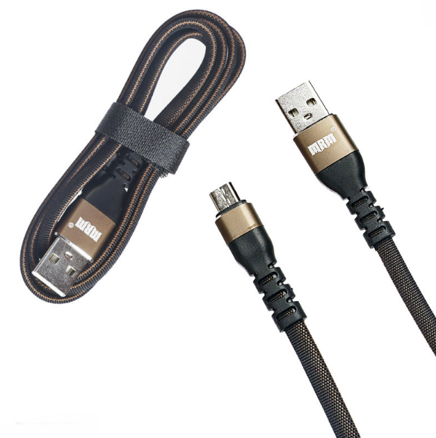 Кабель Micro-USB MR34m, 1 м, плоский тканевый кабель (Коричневый)