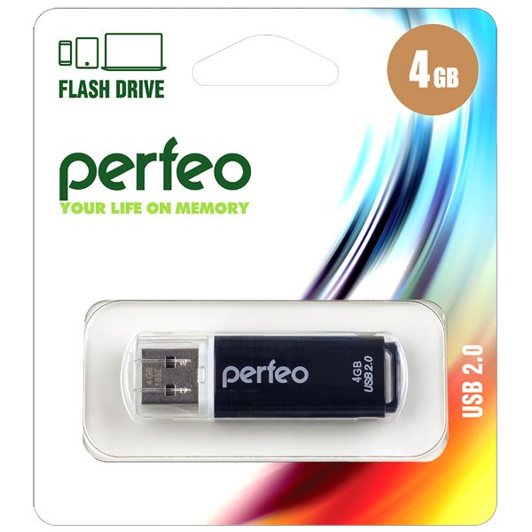 Накопитель USB Flash  4GB Perfeo C13 (Чёрный)