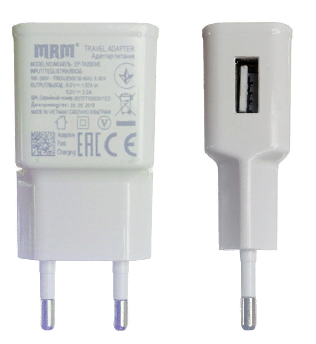 Сетевое зарядное устройство с USB MRM 5V/2А  S6 (Белый)
