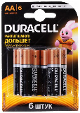 Батарейка алкалиновая Duracell LR6/6 BL AA  (6 шт. в упаковке)