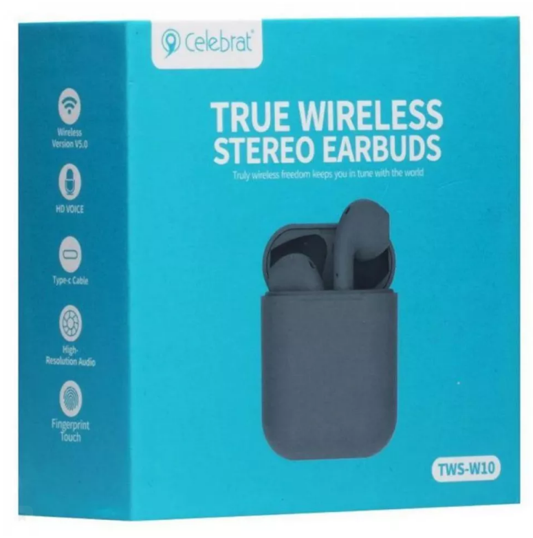 Беспроводные стереонаушники iP Celebrat TWS-W10 (сенсорные) Stereo Earbuds (Чёрный)
