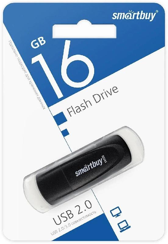 USB 2.0 накопитель Smartbuy 016 ГБ серия Scout Чёрный (SB016GB2SCK)