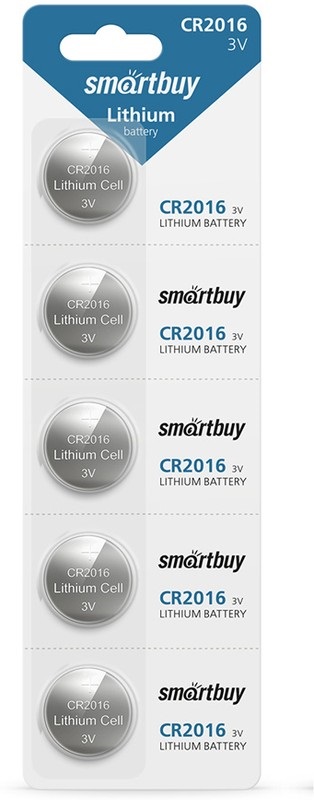 Литиевый элемент питания Smartbuy CR2016/5B (100/4000) (SBBL-2016-5B)