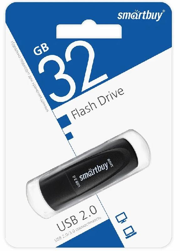 USB 2.0 накопитель Smartbuy 032 ГБ серия Scout Чёрный (SB032GB2SCK)