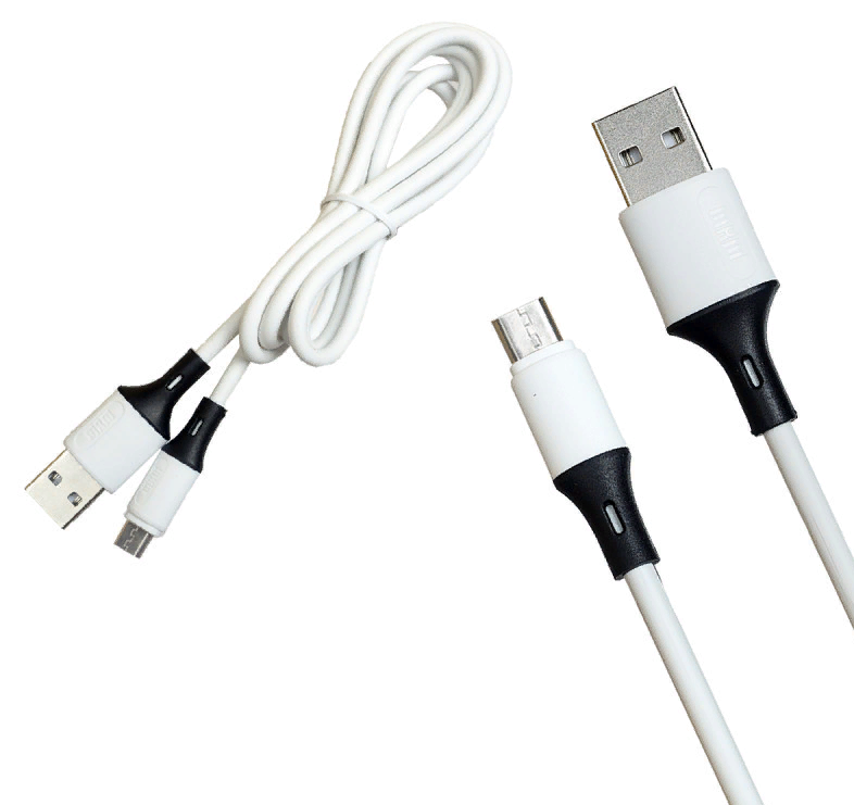 Кабель micro - USB  1.2м, R50, круглый силиконовый кабель (Белый)