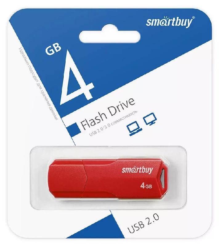 USB 2.0 накопитель SmartBuy 004 ГБ серия Clue Красный (SB4GBCLU-R)