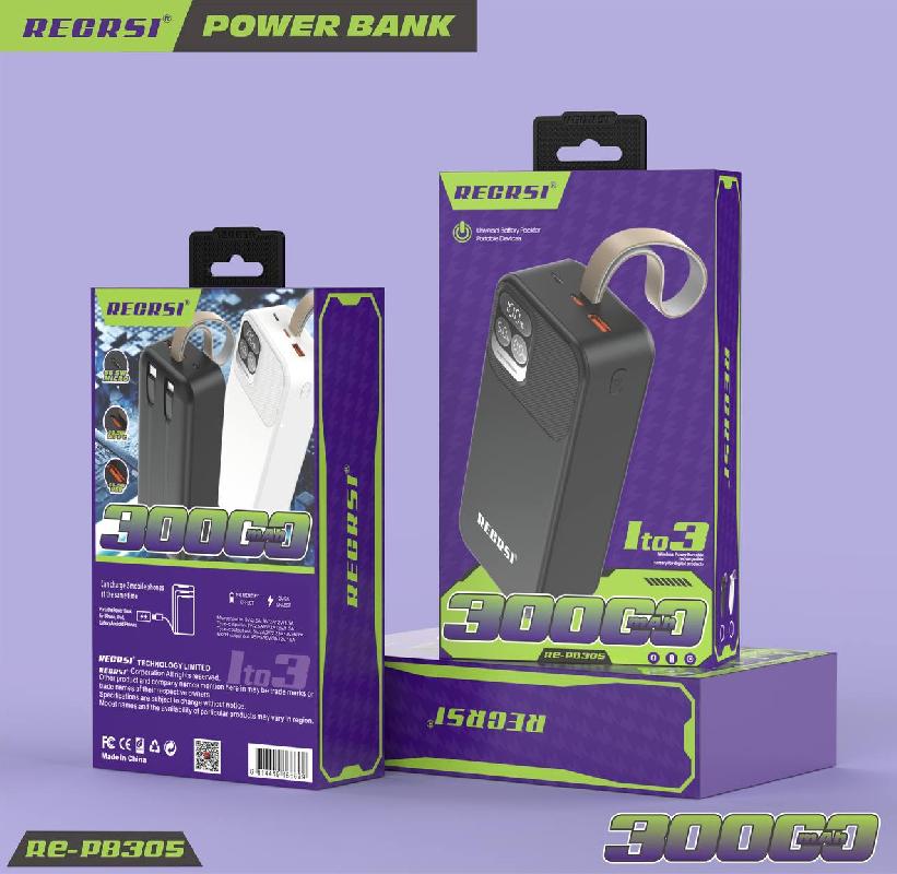 Портативный аккумулятор RECRSI RE PB305 30 000 mAh (Белый)