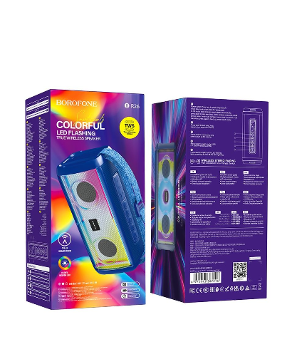 Колонка портативная Borofone BR26 Daring (Bluetooth,USB, microSD,FM,AUX) текстильный корпус (Синий)