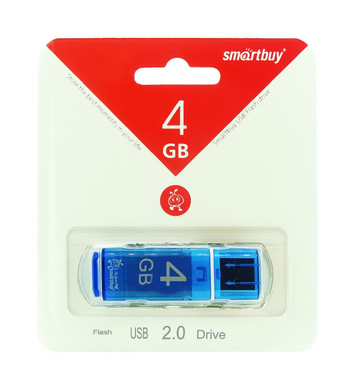 Накопитель USB Flash 4GB SmartBuy Glossy  (Синий)