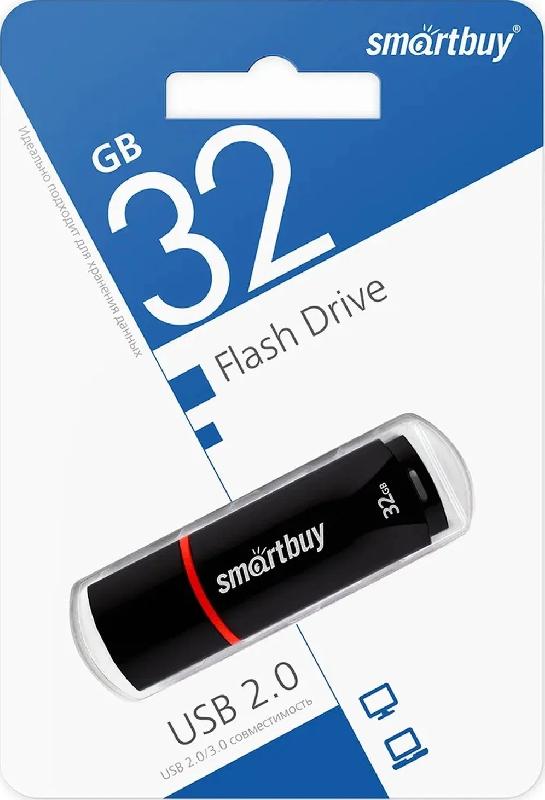 USB 2.0 накопитель Smartbuy 032 ГБ серия Crown Чёрный (SB32GBCRW-K)