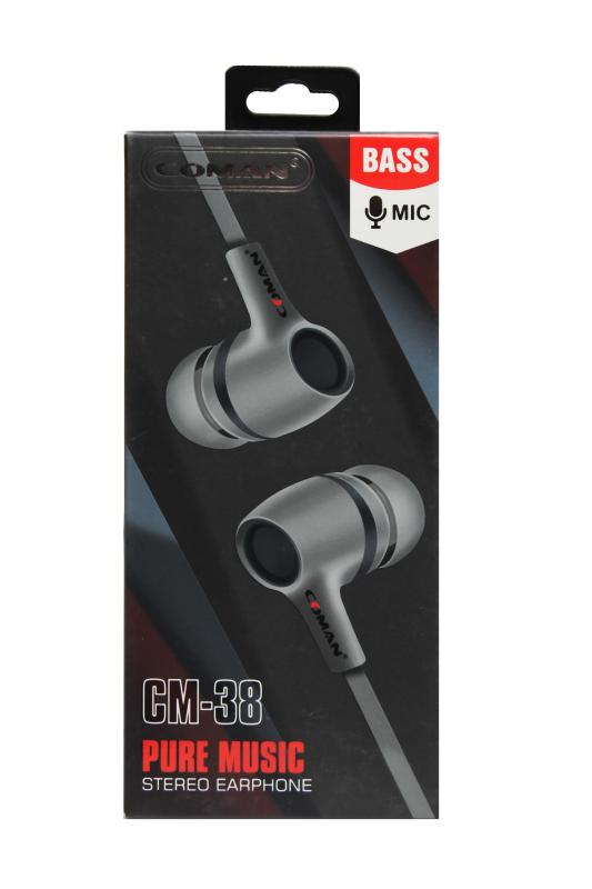 Наушники MP3  PURE MUSIC CM-38  плоск. шнур c  микрофоном  (упаковка коробка) (Серый)