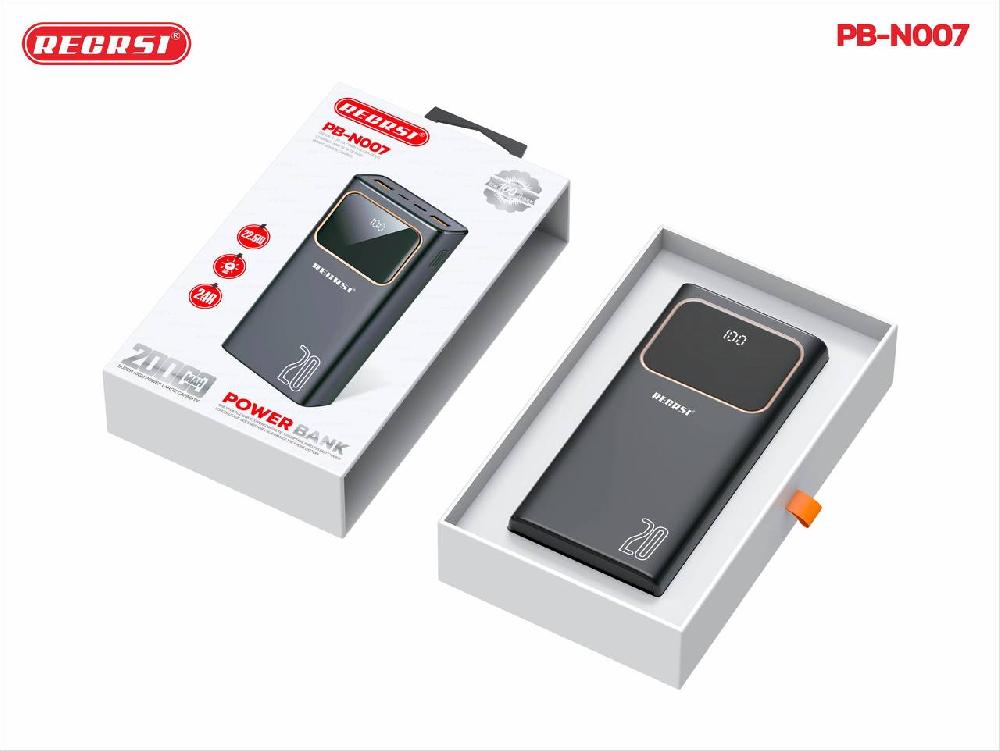 Портативный аккумулятор RECRSI PB-N007 20 000 mAh (Чёрный)