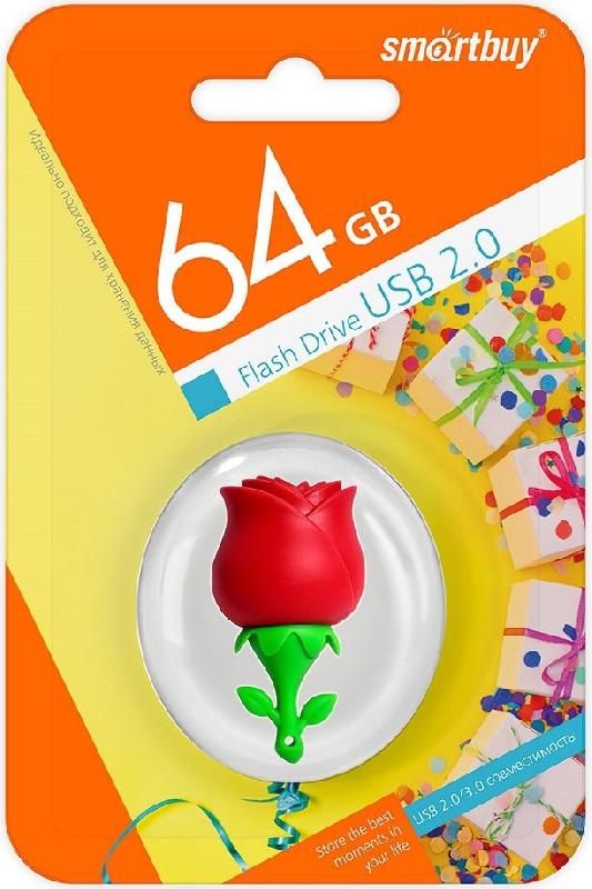 USB 2.0 накопитель Smartbuy 064 ГБ серия Wild Роза (SB64GBROSE)