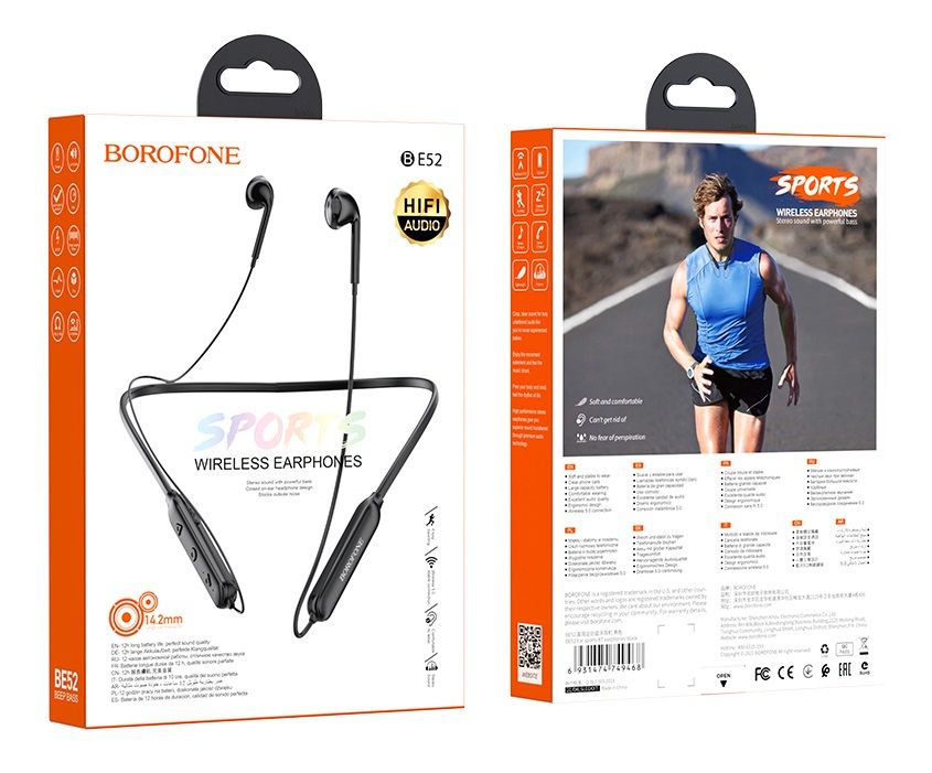 Наушники внутриканальные Borofone BE52, Ear, Bluetooth, цвет: чёрный