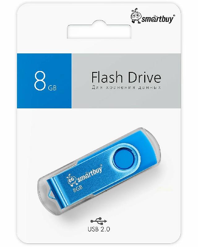 USB 2.0 накопитель Smartbuy 008 ГБ серия Twist Синий (SB008GB2TWB)