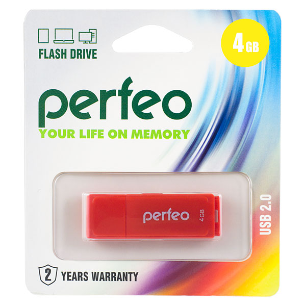 Накопитель USB Flash  4GB Perfeo C04 (Красный)