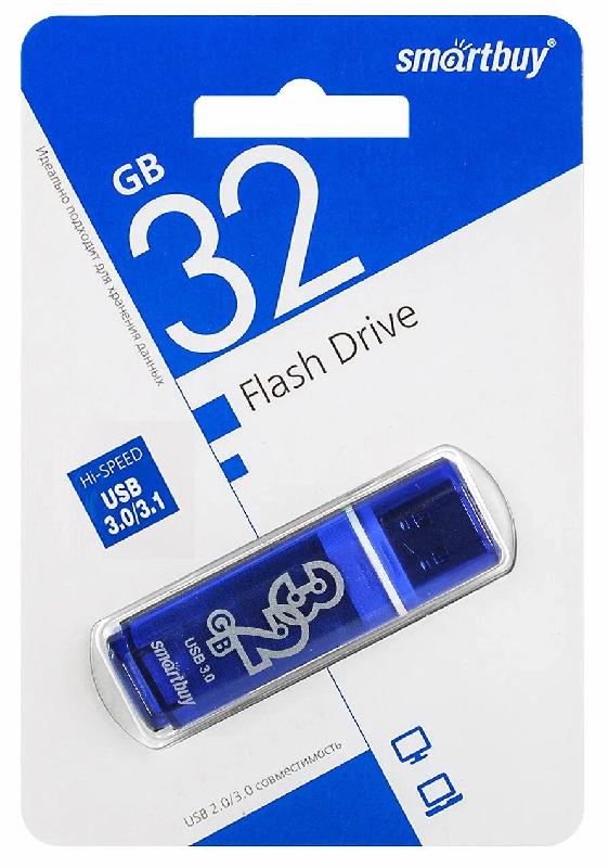 USB 3.0/3.1 накопитель Smartbuy 032 ГБ серия Glossy Тёмно-Синий (SB32GBGS-DB)